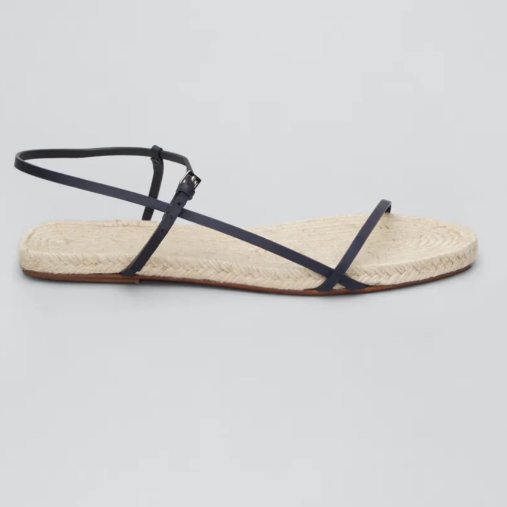 The Row Bare Espadrille Sandals Black Leather - size 40